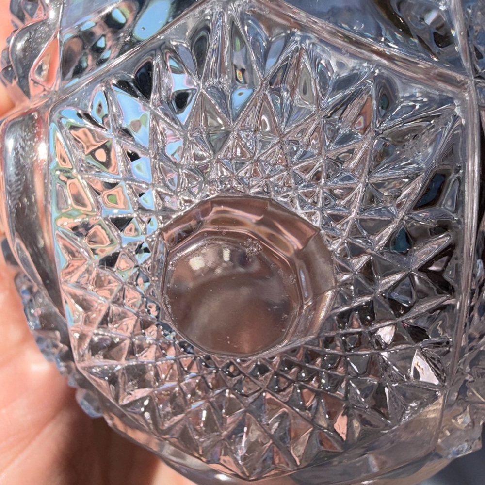 Vintage EAPG Cut Glass Small Vase Hobstar & Fan Pattern Scalloped Sawtooth Rim - Picture 5 of 8